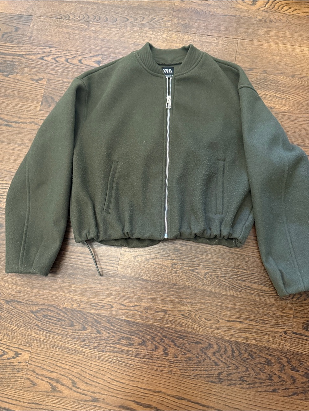 Zara Dark Olive Bomber Jacket - Women's. Has some pilling on front.